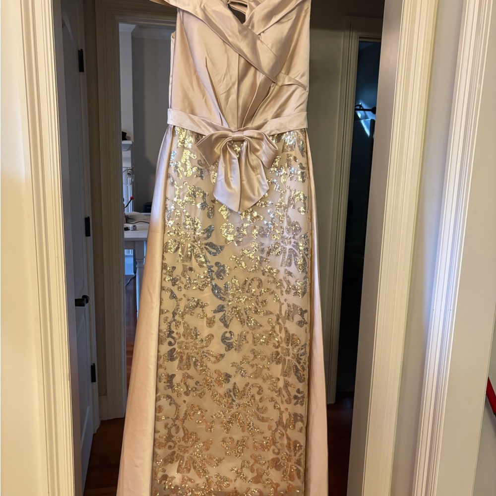 Elegant Satin and Sequin Evening Gown